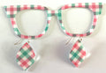 Murphy Topper; hybrid; pastel red/pink and green plaid; matching earrings