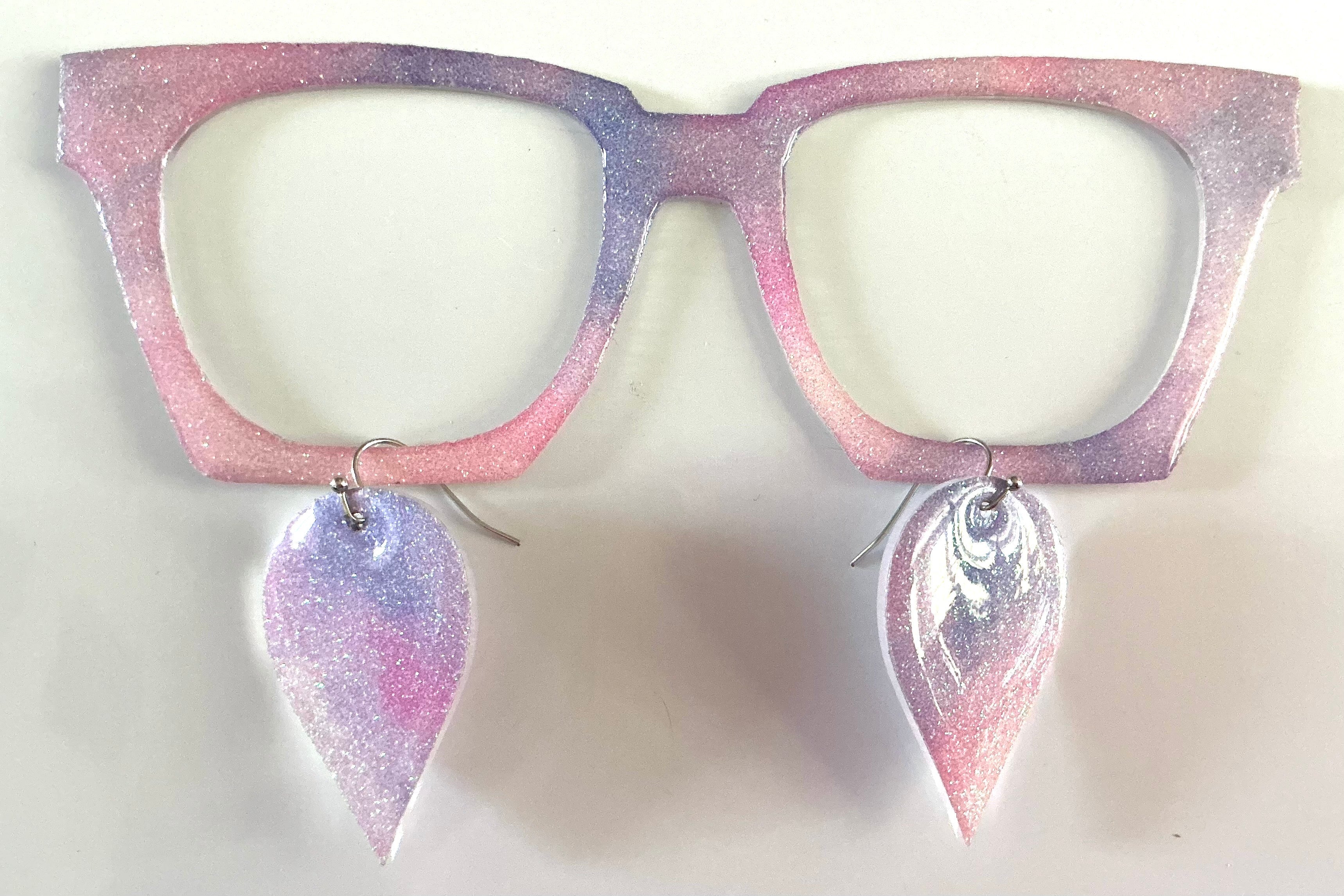 Murphy Topper; pastel pink and purple shimmer matching earrings
