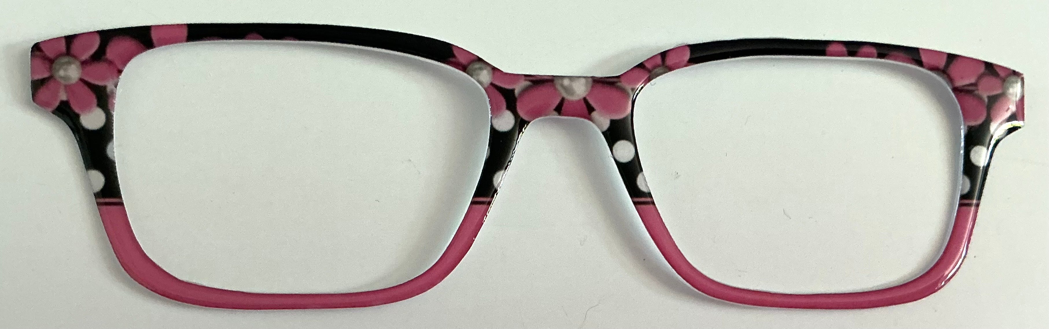 Finley Topper; pink flowers and black polka dot/pink split