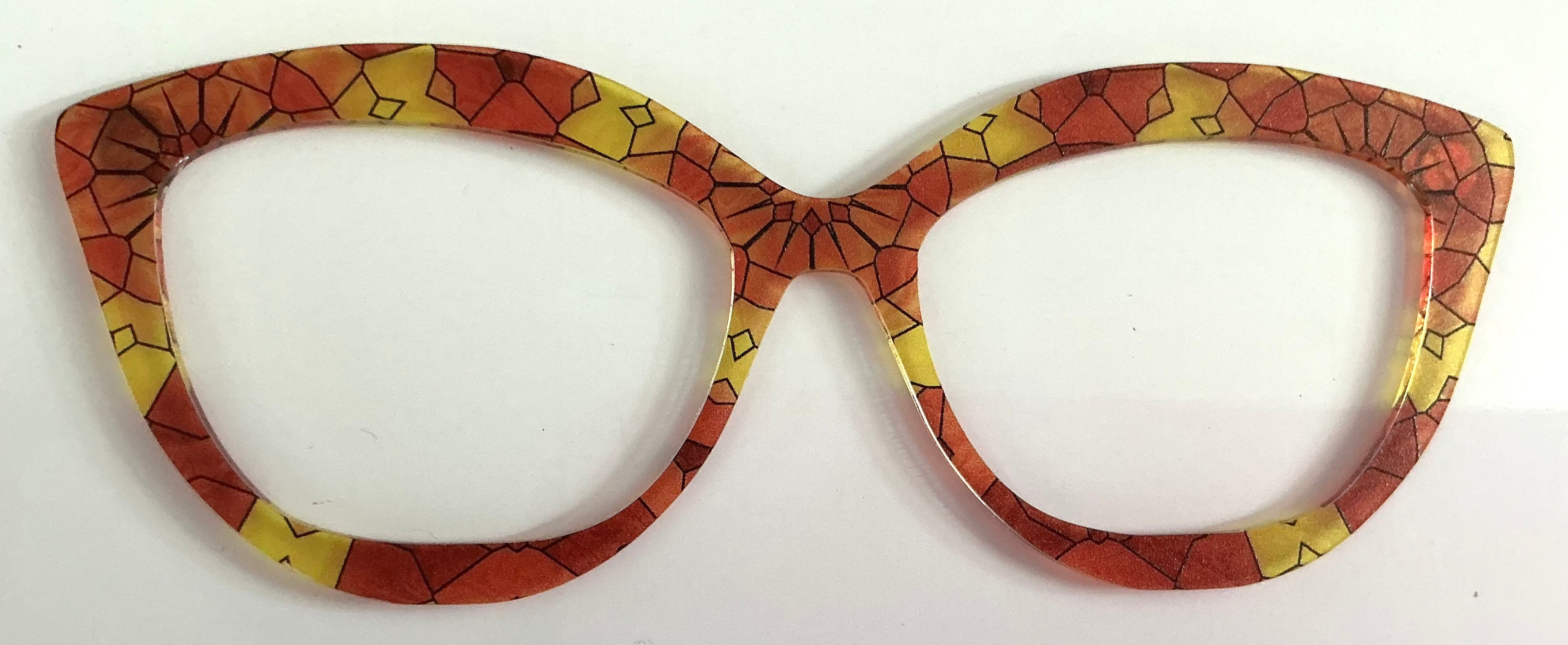 Wan-Zuri Topper; Kiki’s Crafty Designs; yellow, and orange stained glass flowers