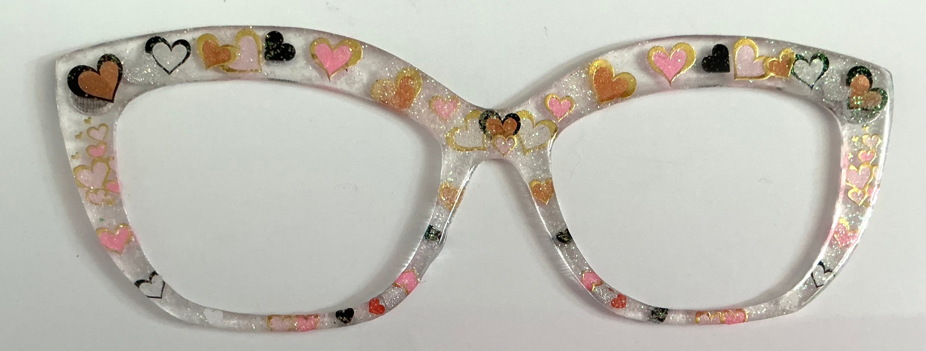 Wanda hybrid Topper; gold toned hearts on clear