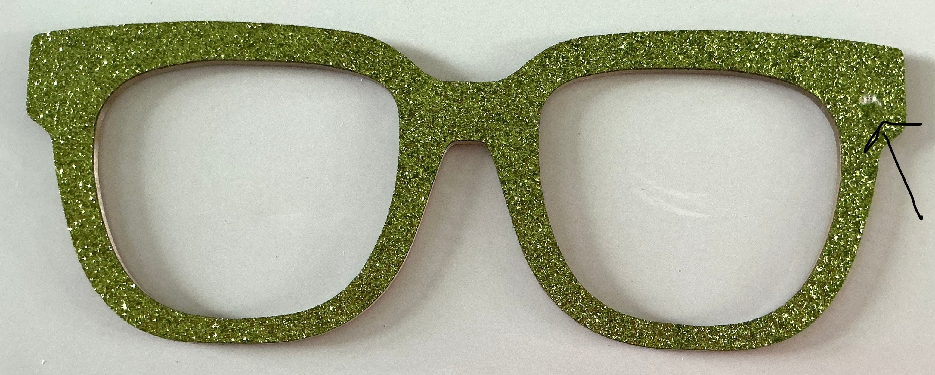 Murphy Topper; lime green glitter with oops