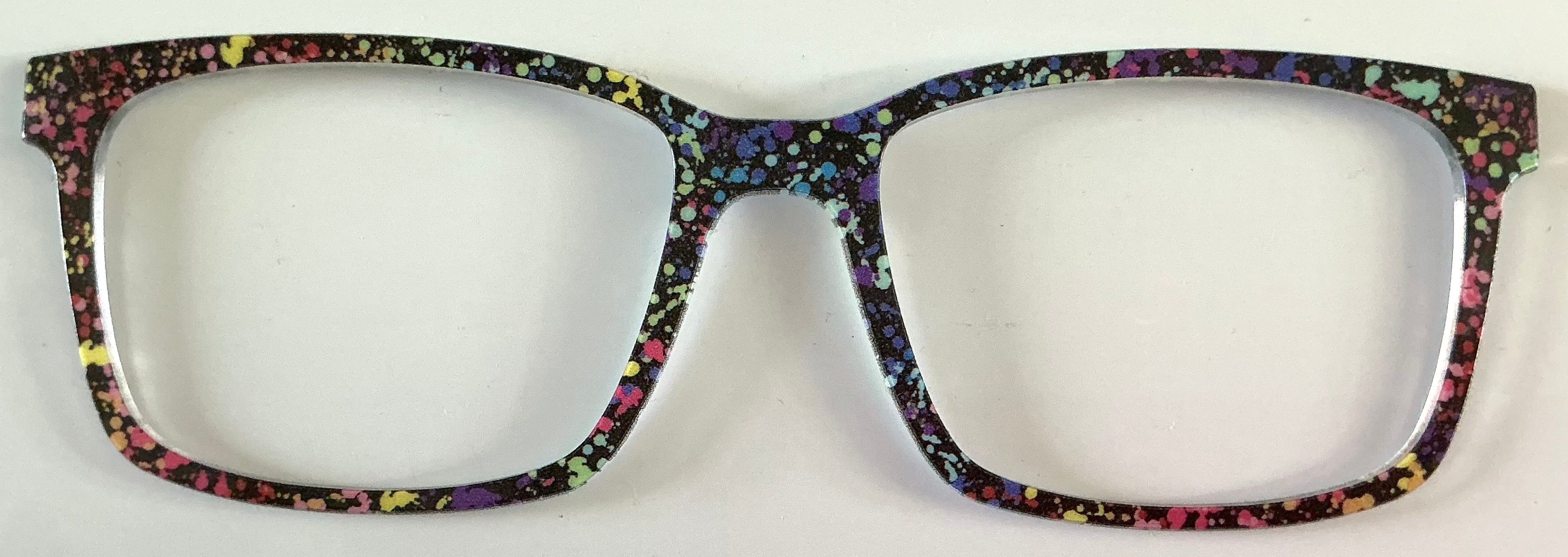 PAIR Kirby Topper; rainbow paint splatter on black
