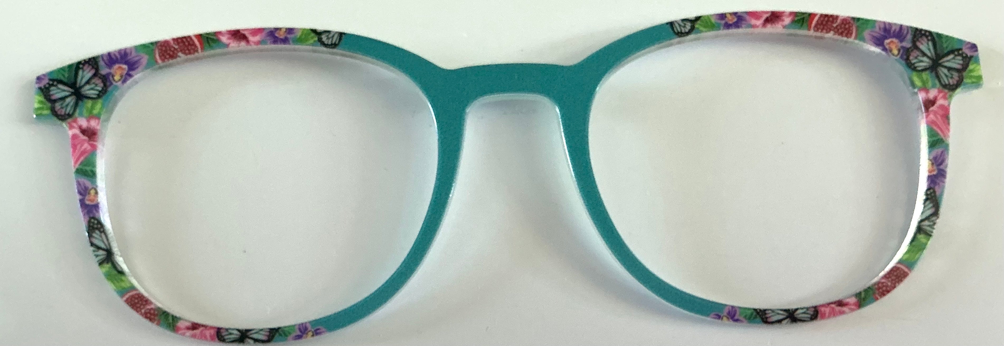 PAIR Reese Topper; teal/butterfly garden vertical fade
