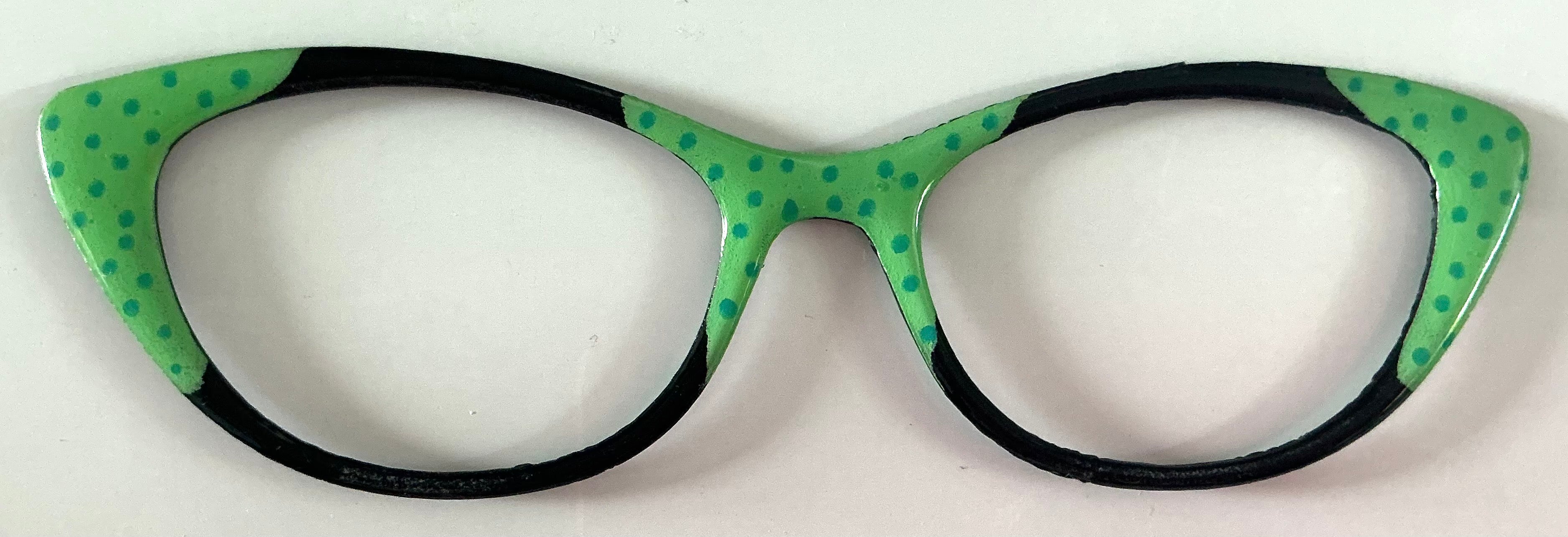 Ella Topper; green polka dot/black color block