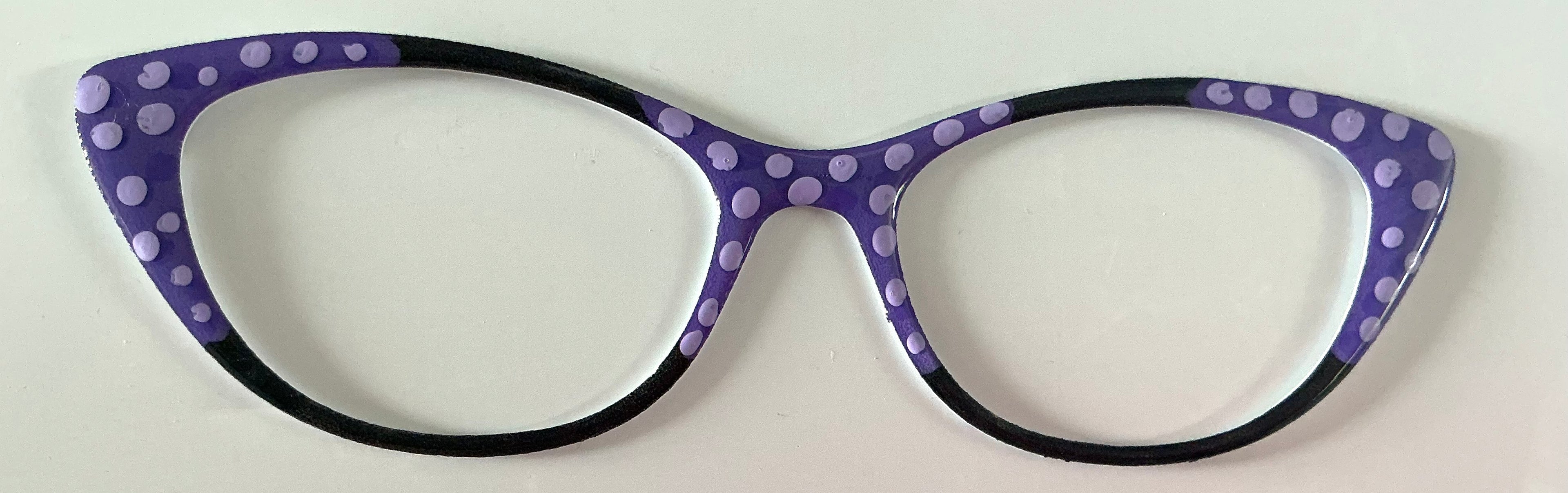 Ella Topper; purple polka dot/black color block