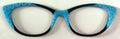 Ella Topper; blue polka dot/black color block