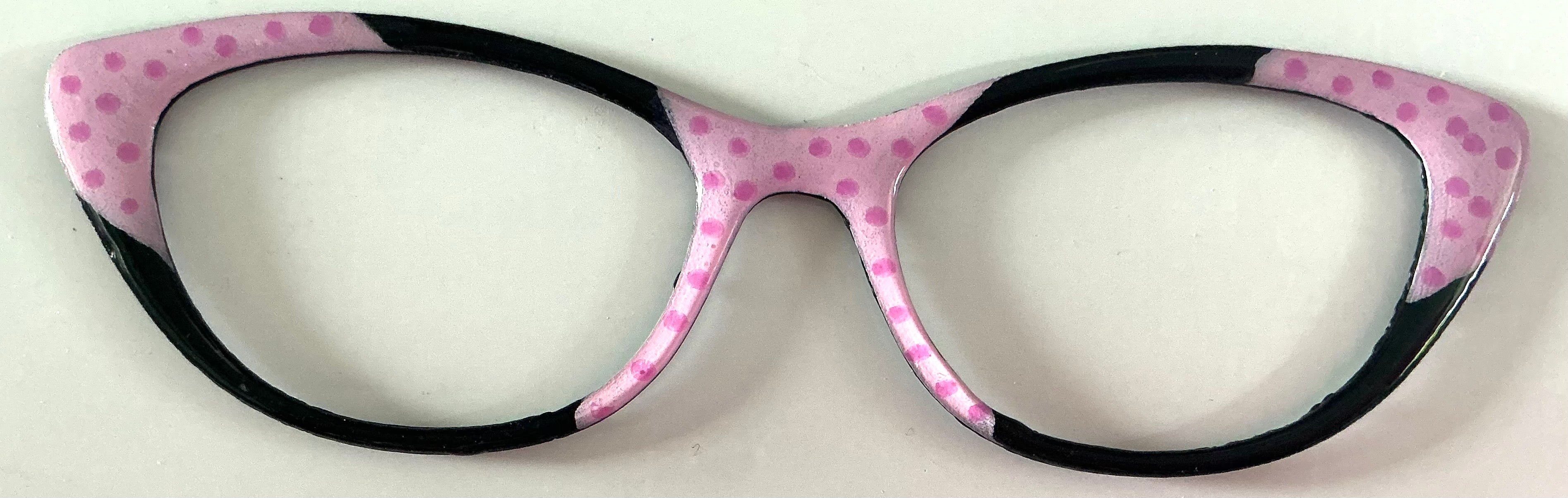 Ella Topper; pink polka dot/black color block