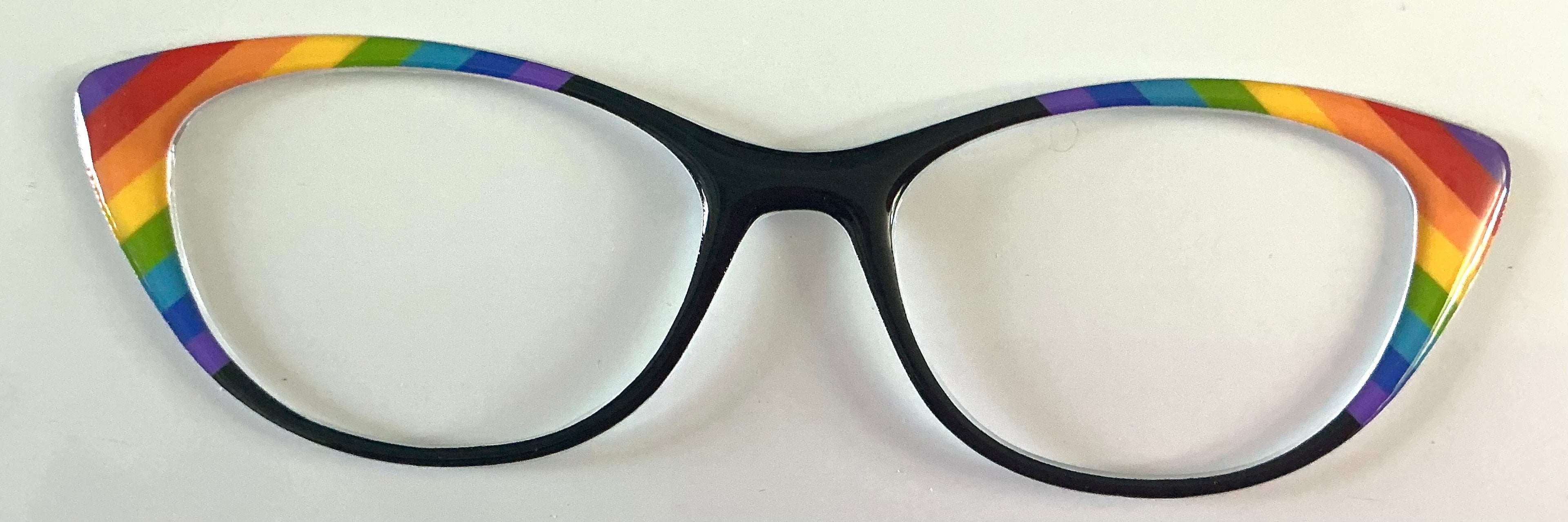Ella Topper; black with rainbow diagonal corner stripes