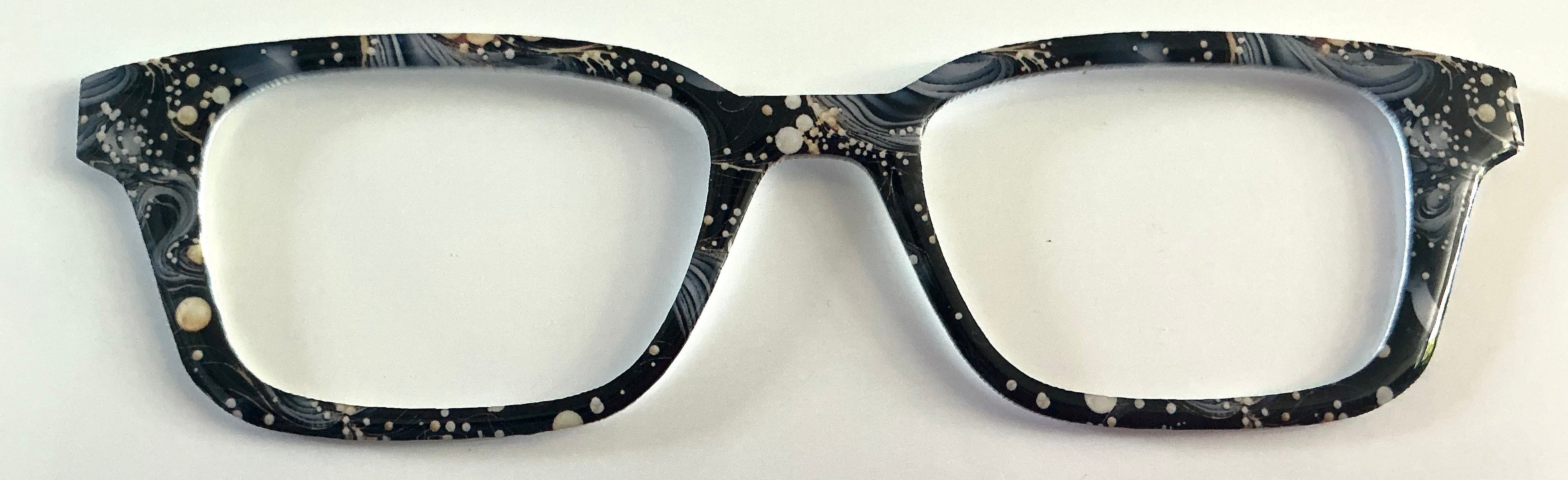 Finley Topper; Melissa’s Magnetic Marvels; gray and gold baubles on black