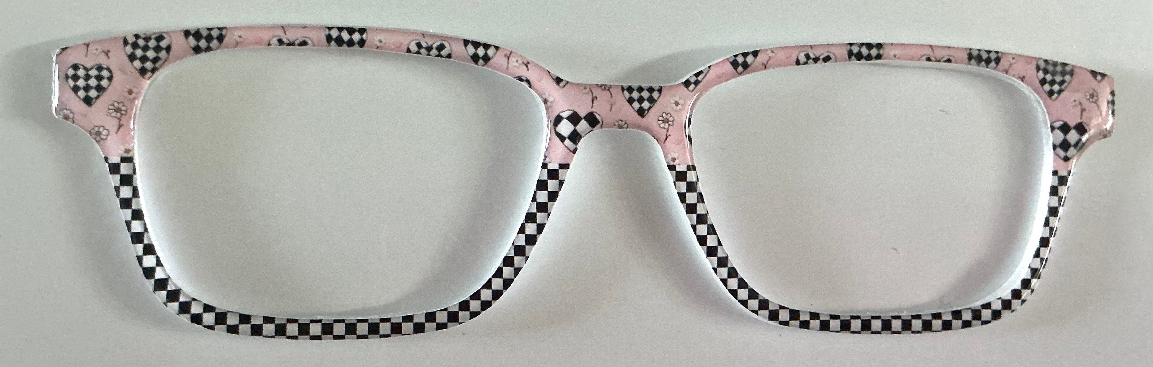 Finley Topper; Kady’s Topper and Charms; black and white squares/hearts on pink split
