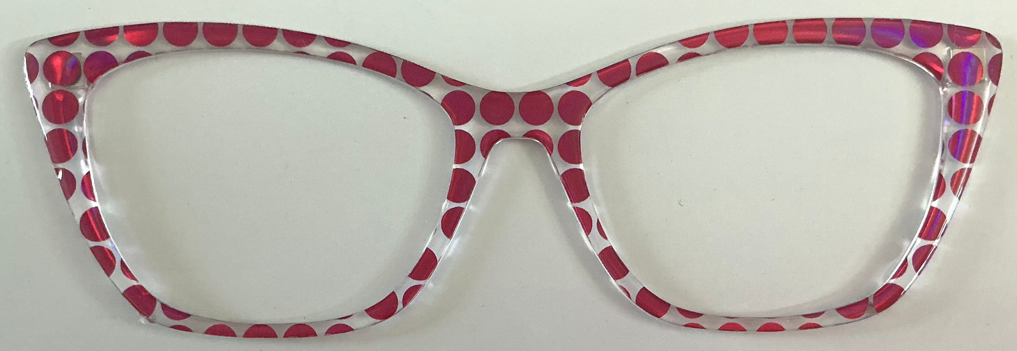 Wanda Topper; Sparkly Specs; hot pink holographic dots