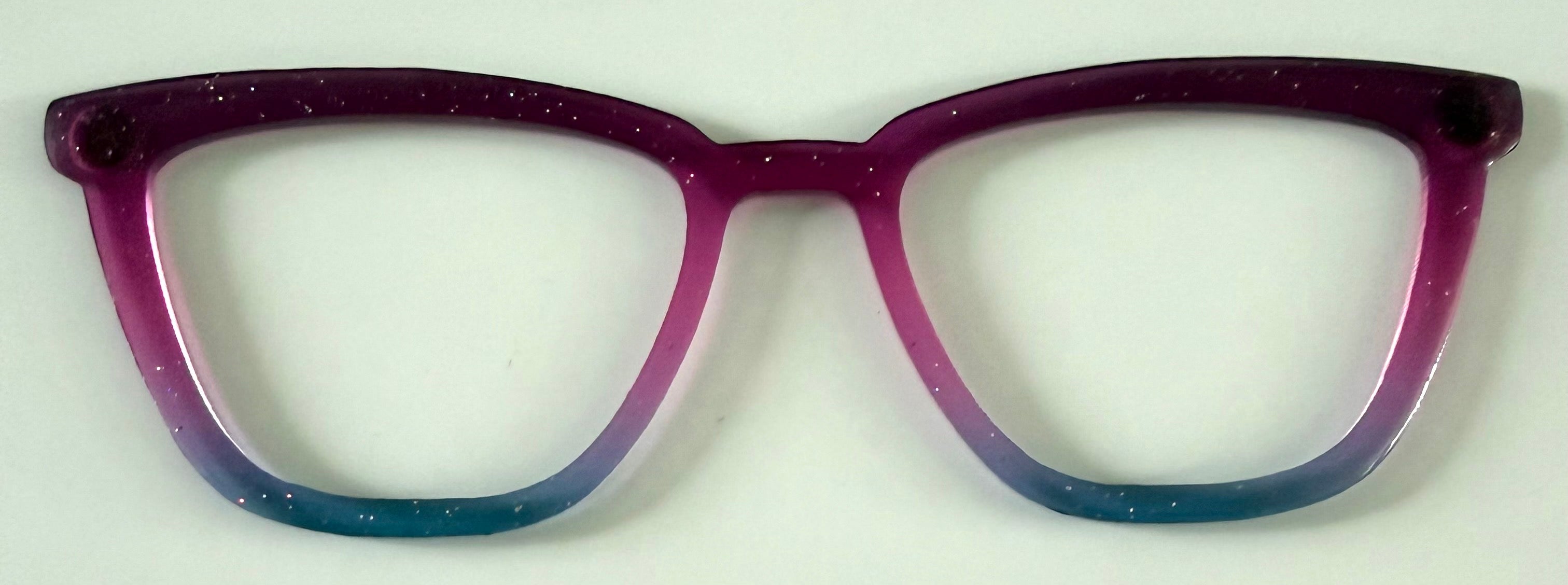 Izzy Topper; semi-translucent; magenta to periwinkle gradient with glitter