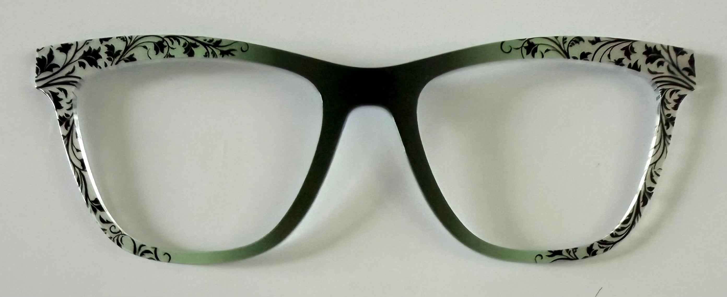 PAIR Harper Topper; green ombré  vertical fade with floral scrolls on side