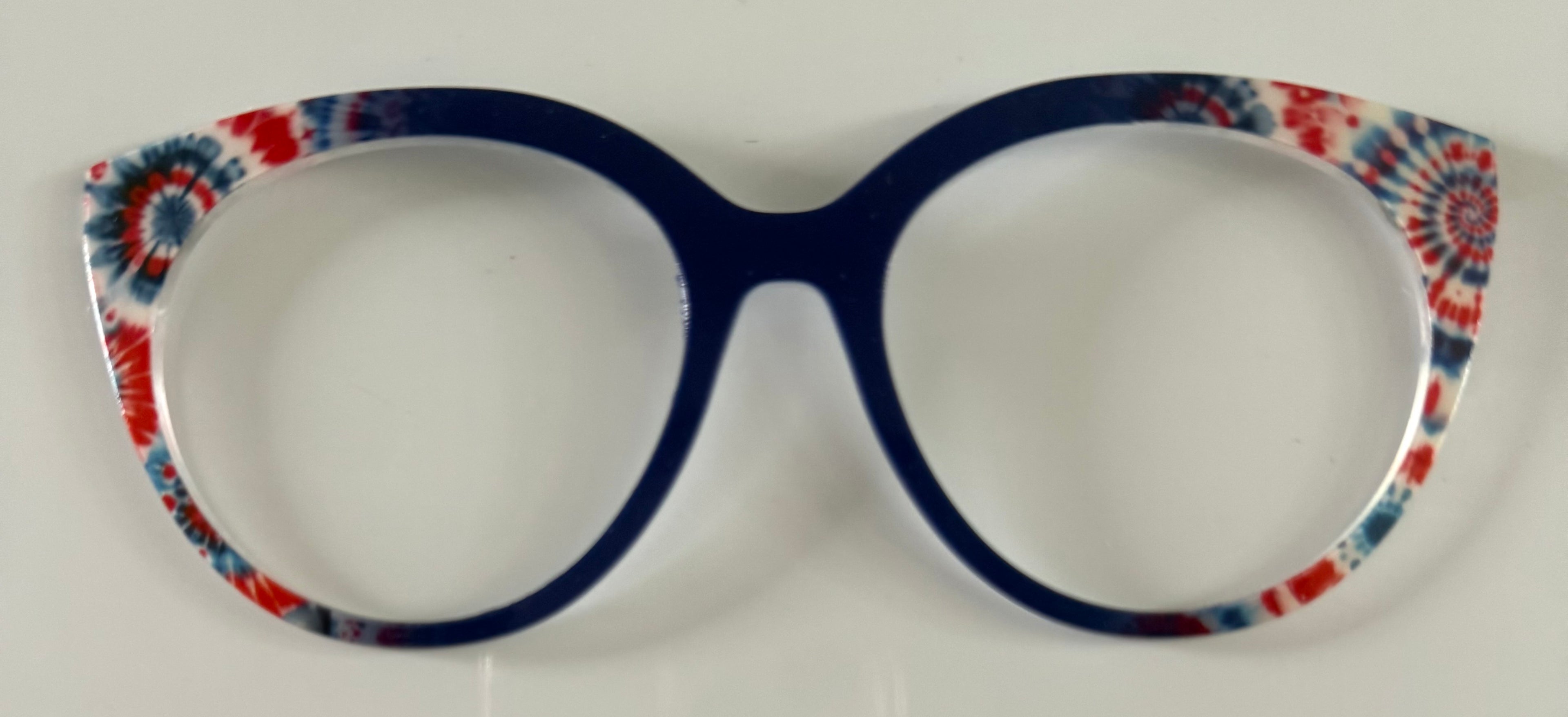 PAIR Zuri Topper; red, white, and blue tie dye fade