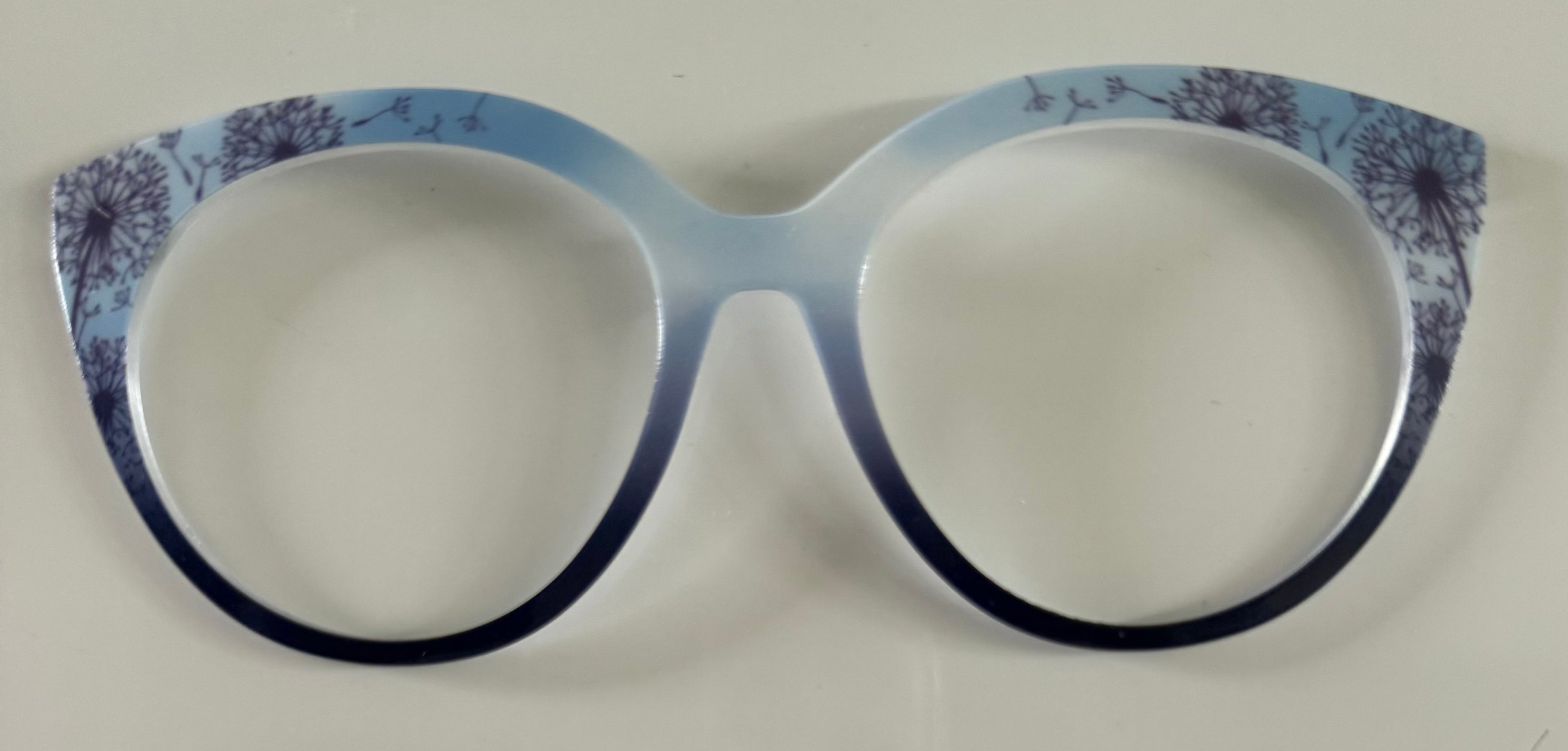 PAIR Zuri Topper; blue gradient with dandelions in corners