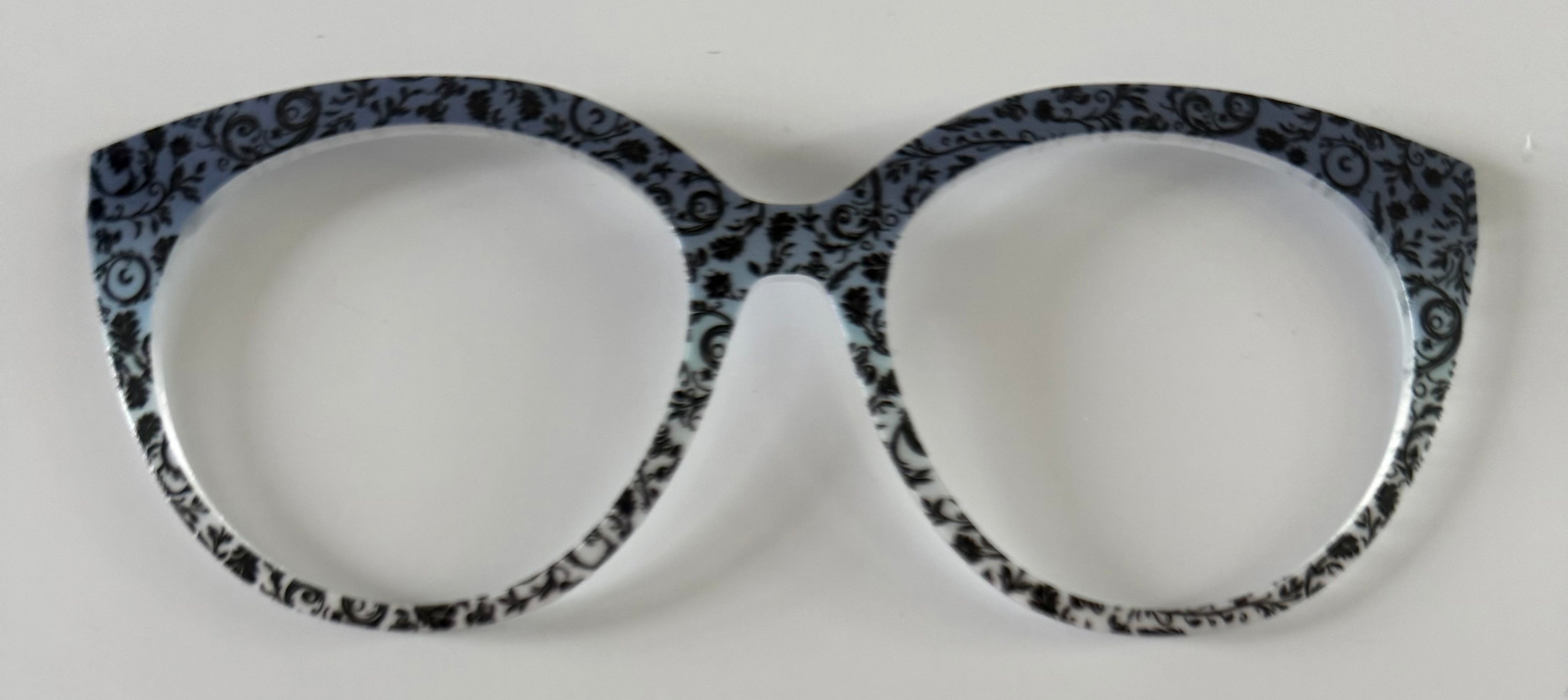PAIR Zuri Topper; blue gradient with black flowers and vines