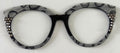 Zuri Topper; black and cray swirls with black stripe and rhinestone embellishments