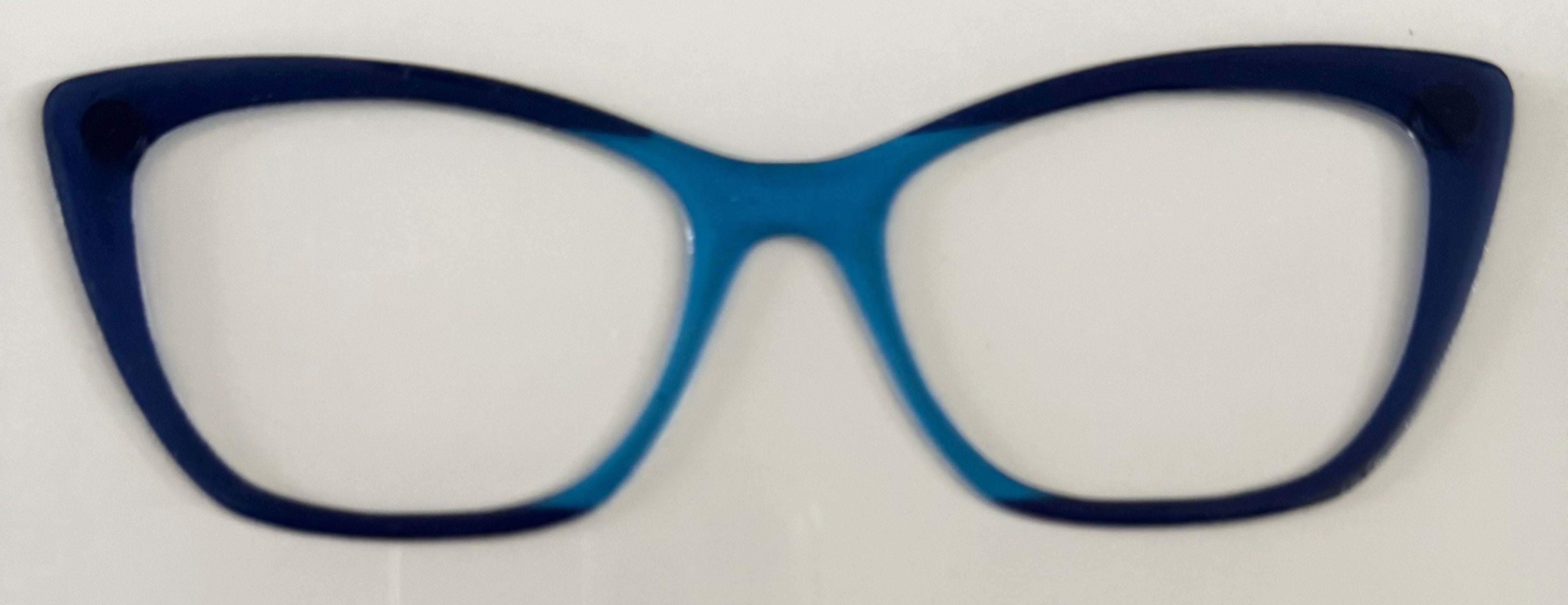 Wanda Topper; navy blue/bright blue vertical split