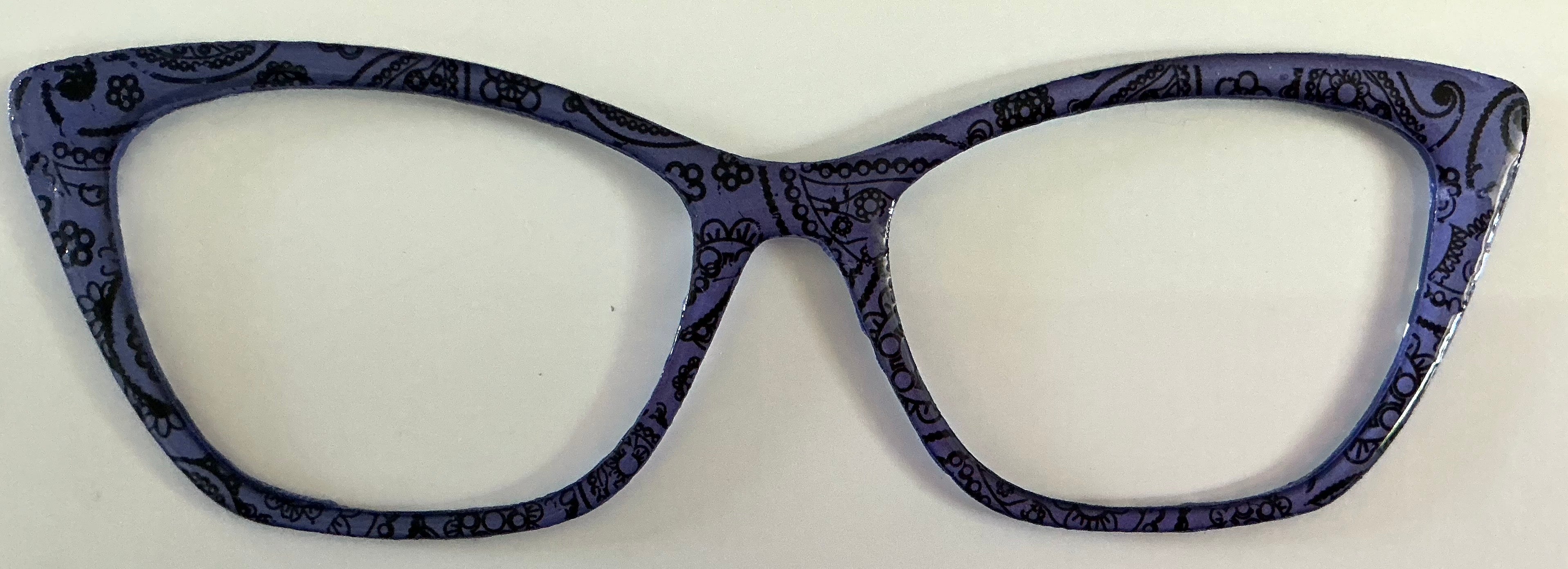 Wanda Topper; black swirls on deep blue