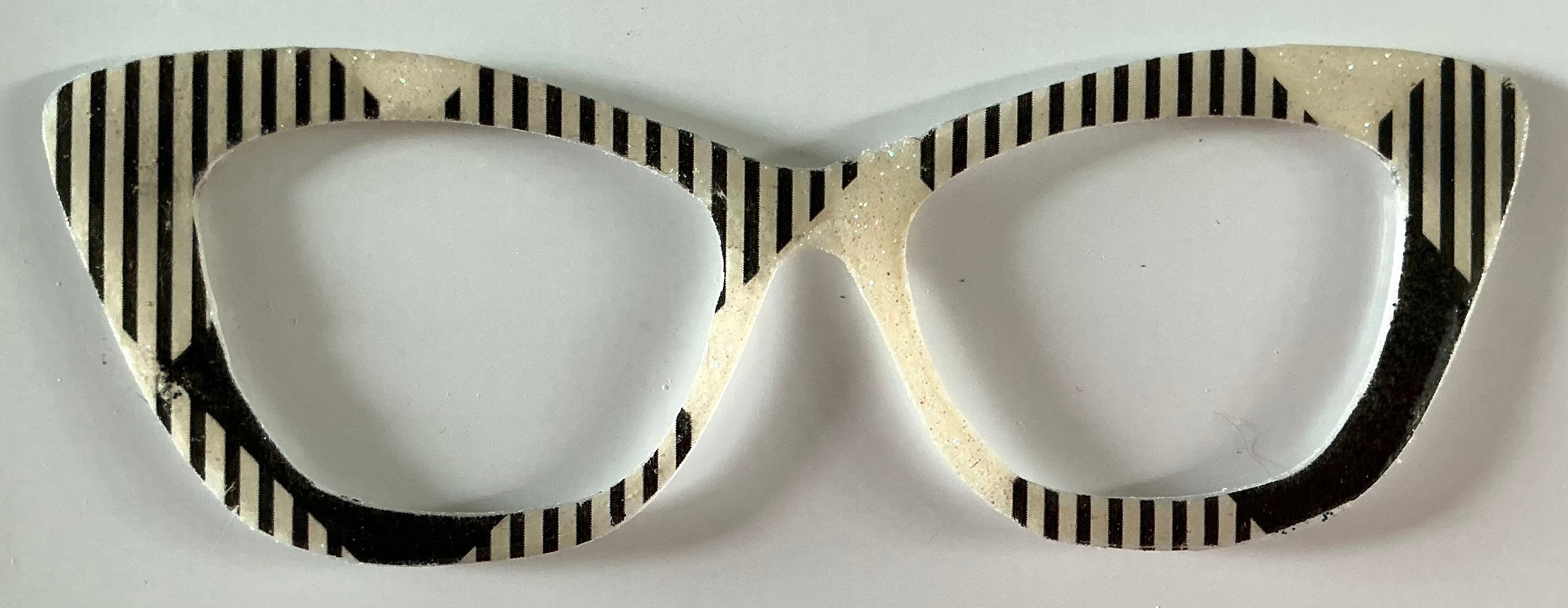 Wanda Topper, black stripes on cream color block