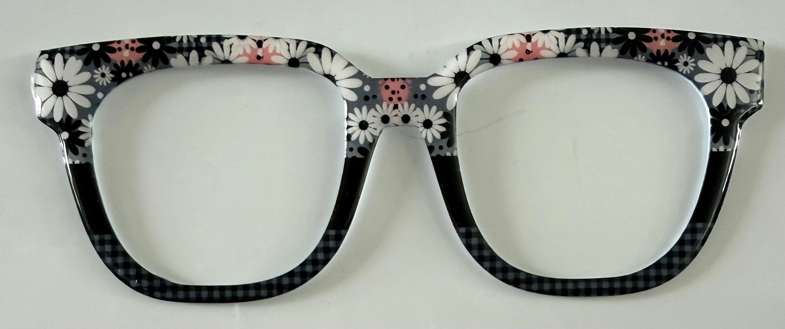 Murphy Topper; white flowers on gray/black split with dots