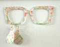 Murphy Topper; pink and green flowers/plaid split with matching earrings