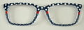 PAIR Larkin Topper; navy blue white polkadot with red stripe