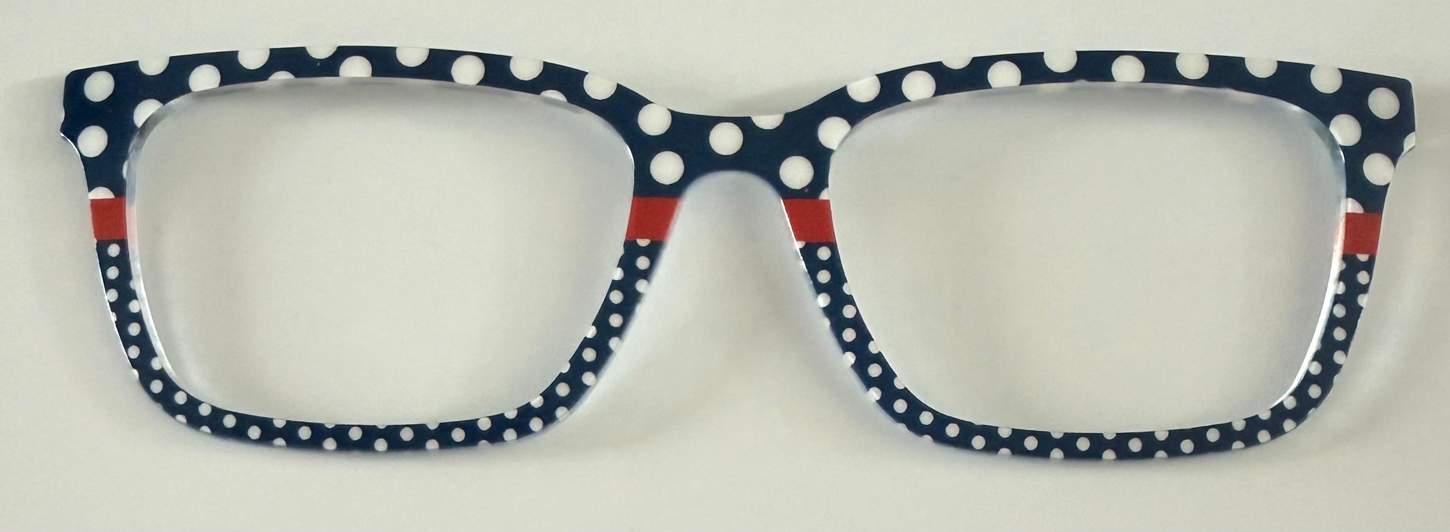 PAIR Larkin Topper; navy blue white polkadot with red stripe