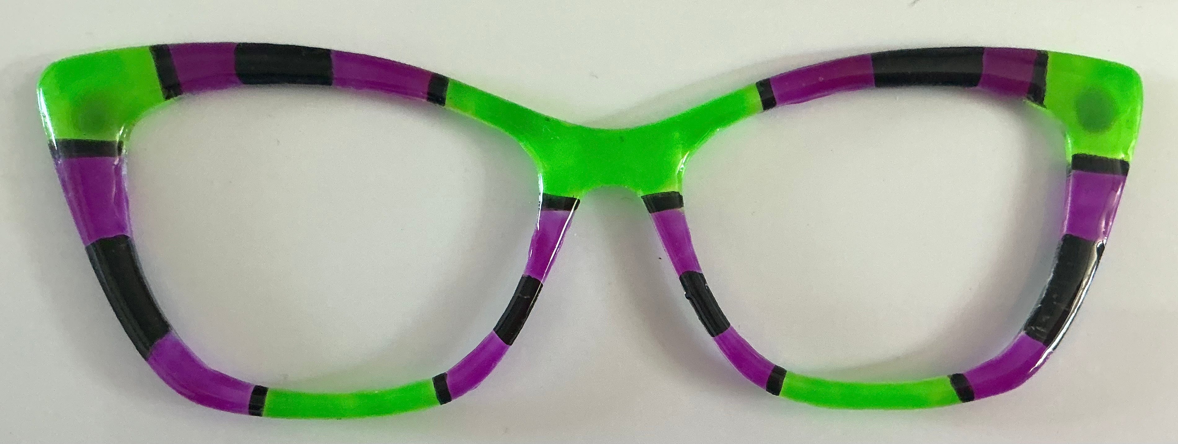 Wanda Topper; black/lime green/purple color block