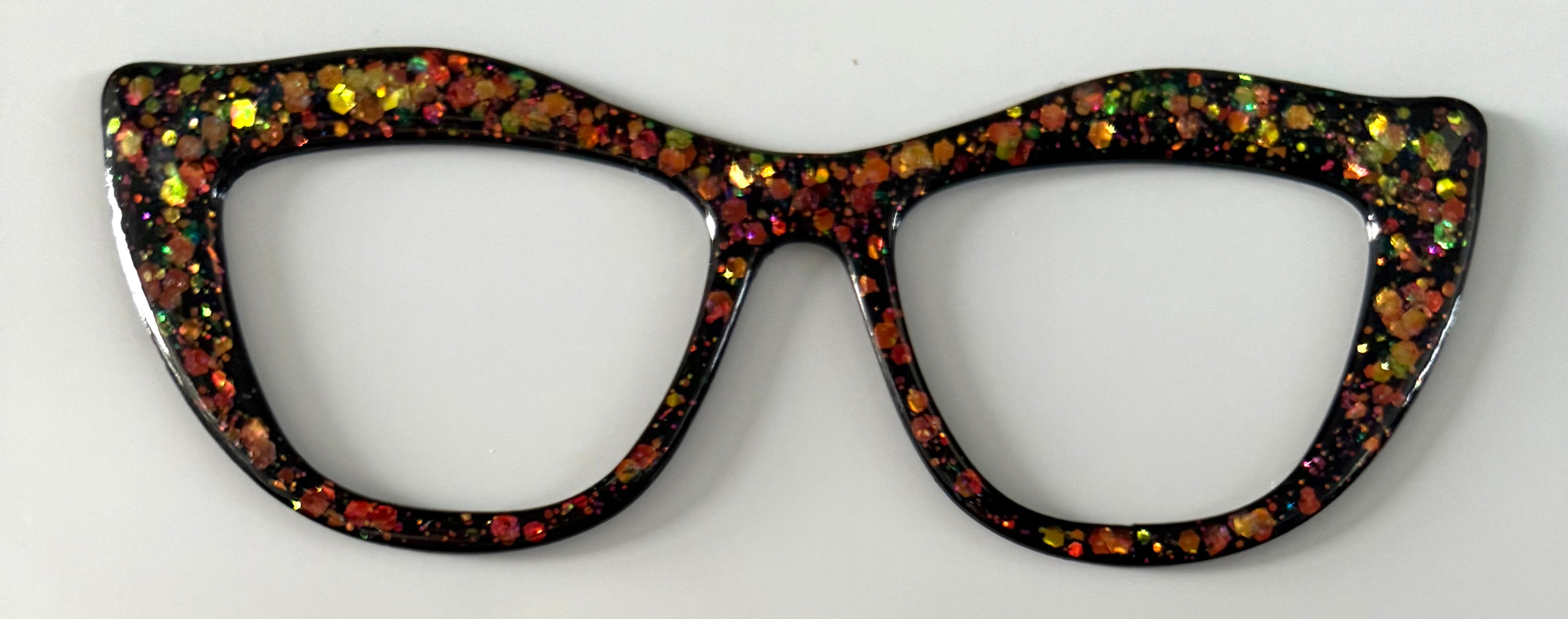 Harper Topper; Busy Bee; creator; orange and pink chunky glitter on black
