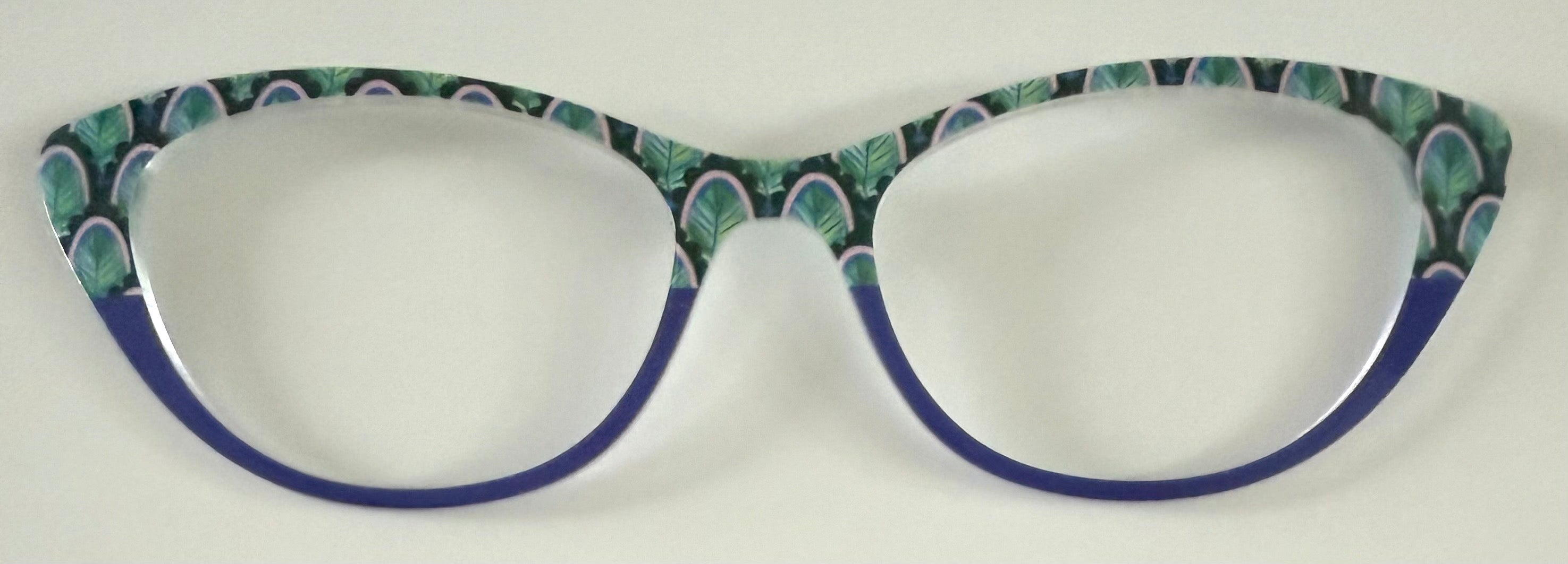 PAIR Ella Topper; leaves pattern/blue split