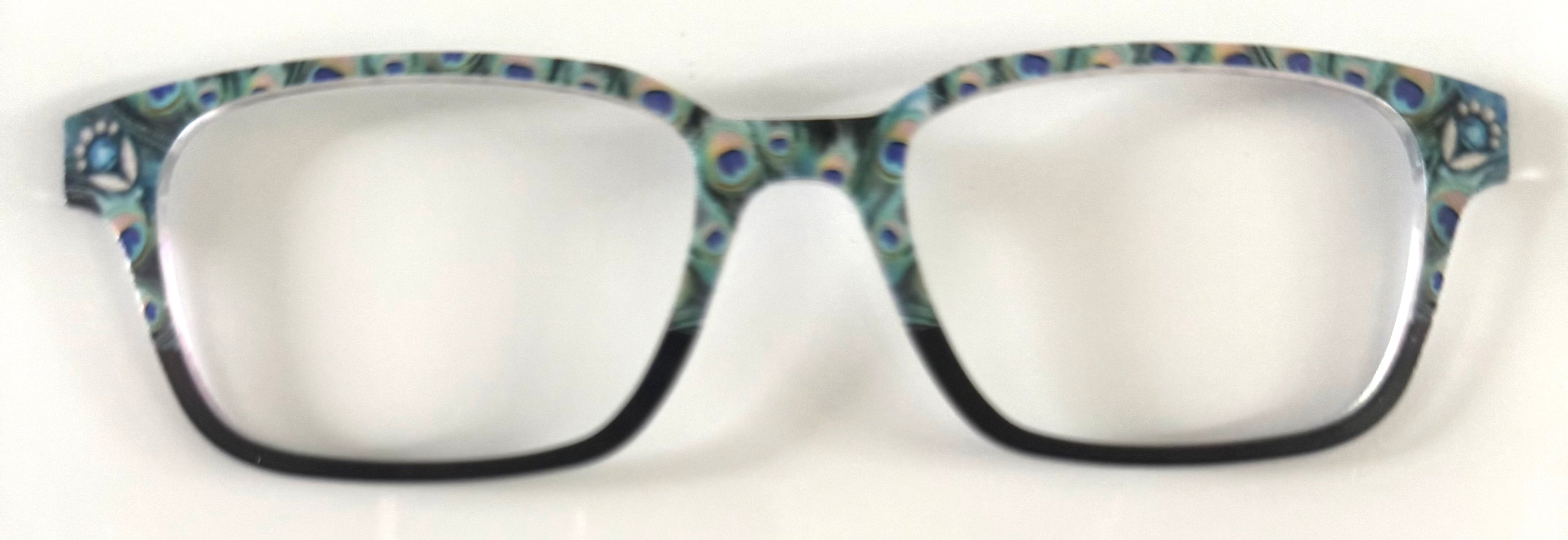 PAIR Larkin Topper; peacock feathers/black split