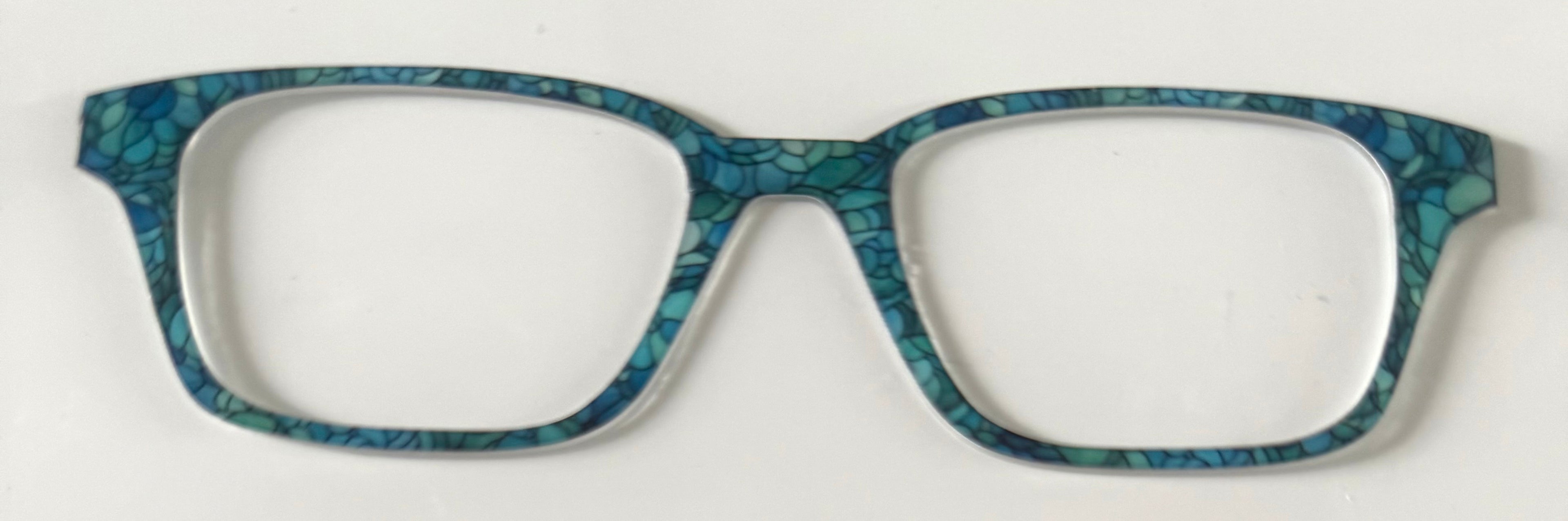 Finley Topper; metal; green/blue stained glass