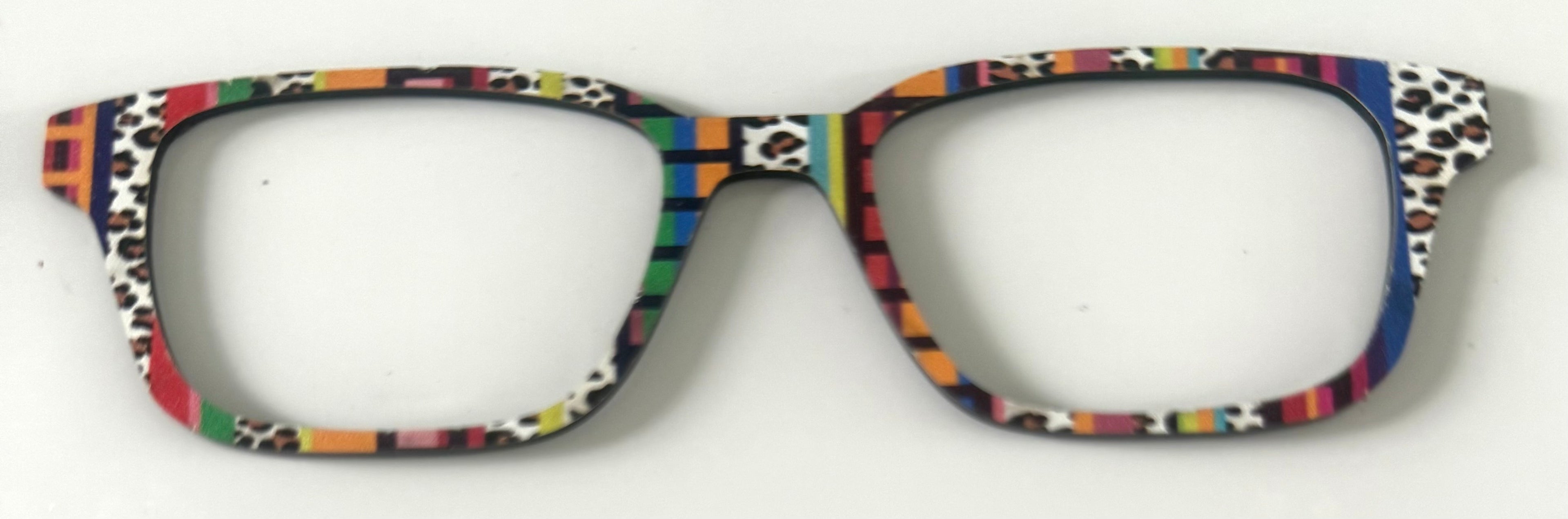 Finley Topper; multicolored squares and animal print