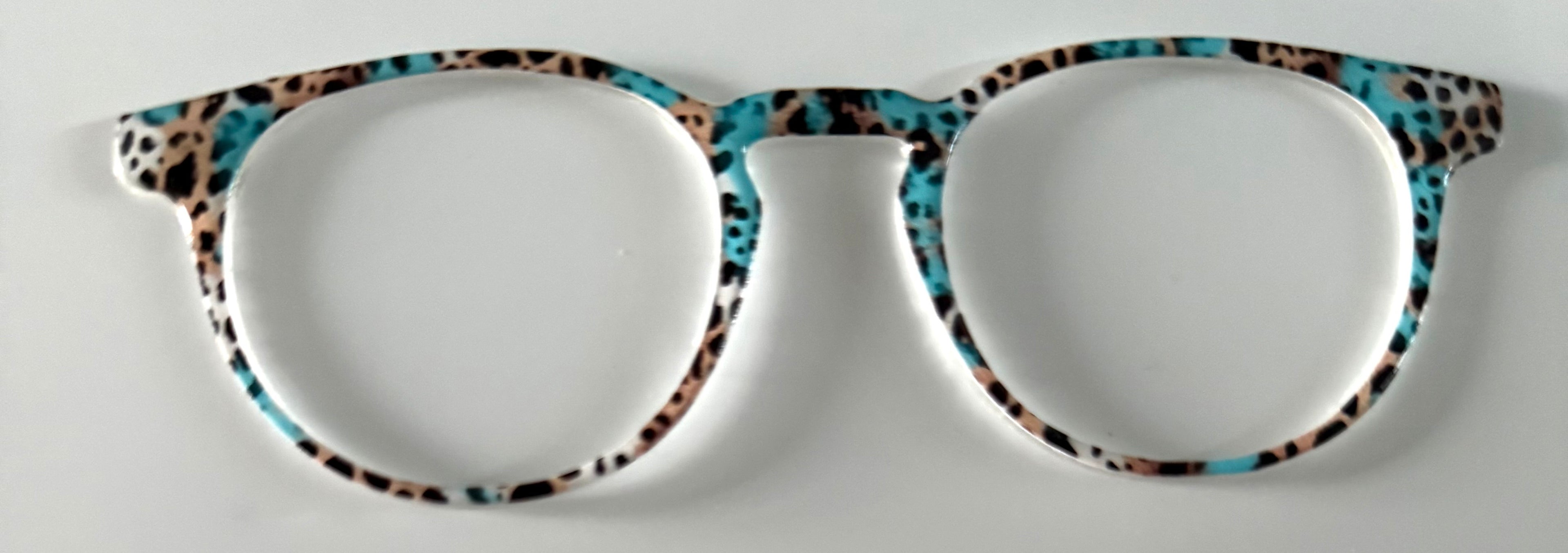 Soto Topper; blue and brown animal print; resined
