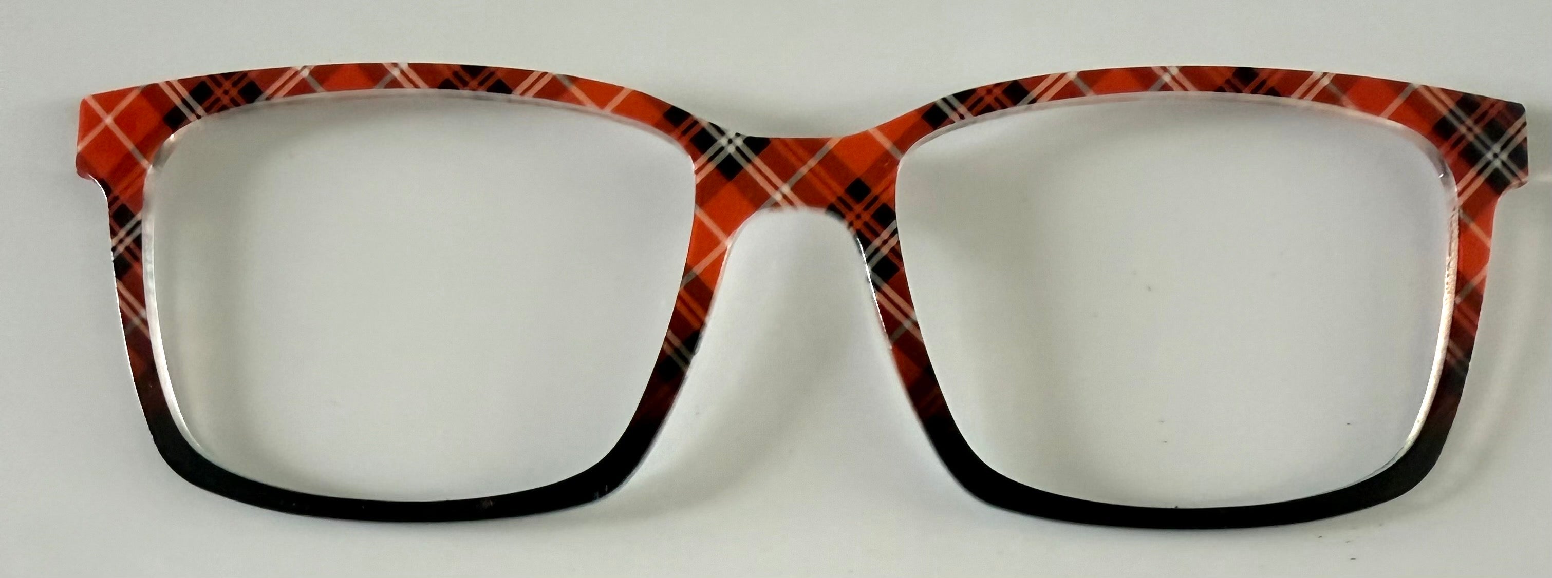 PAIR Kirby Topper; orange and black plaid fade to black