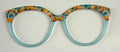 NEW Zuri Topper; Framefetti; golden flowers/light blue split