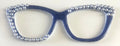 Wanda Topper; blue glitter diagonal split with pearl embellishments