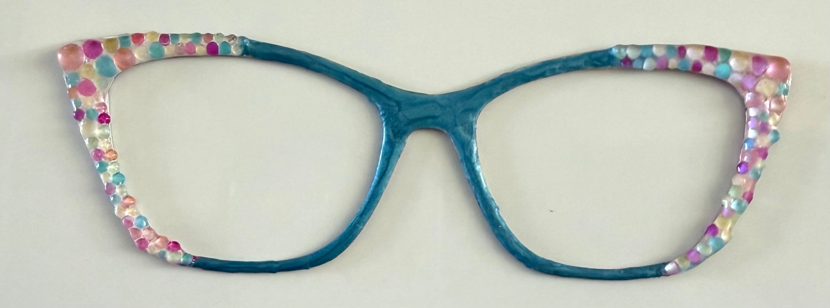 Wanda Topper; blue/gem covered vertical split
