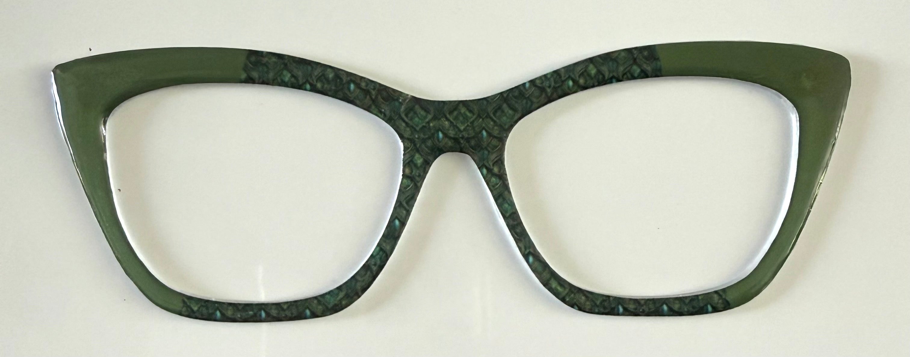 Wanda Topper; Framefetti; green geometric pattern/green vertical split