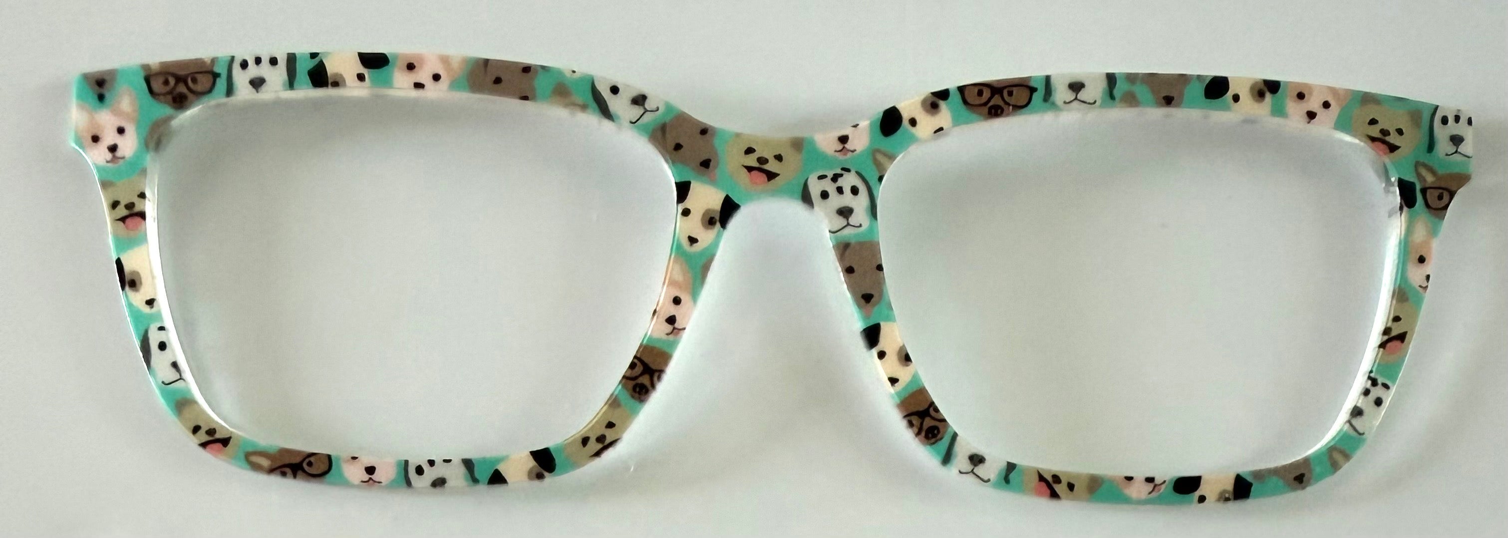 PAIR Larkin Topper; dog faces on aqua