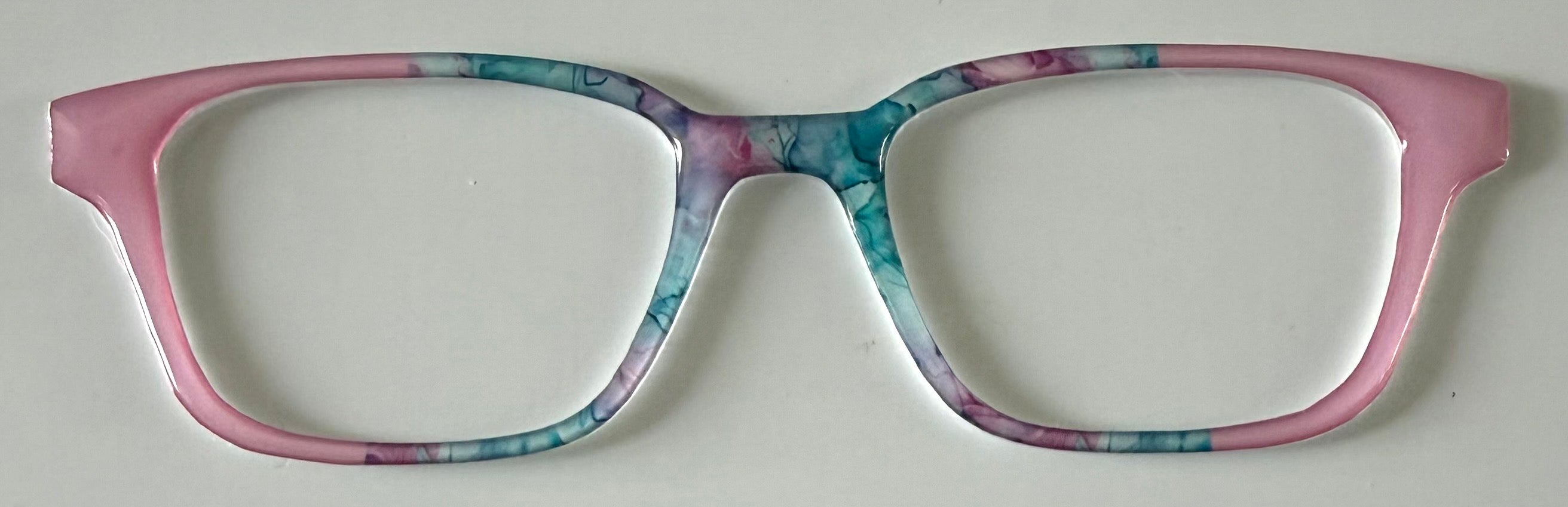 NEW Finley Topper; Framefetti; teal alcohol ink/ pink vertical split