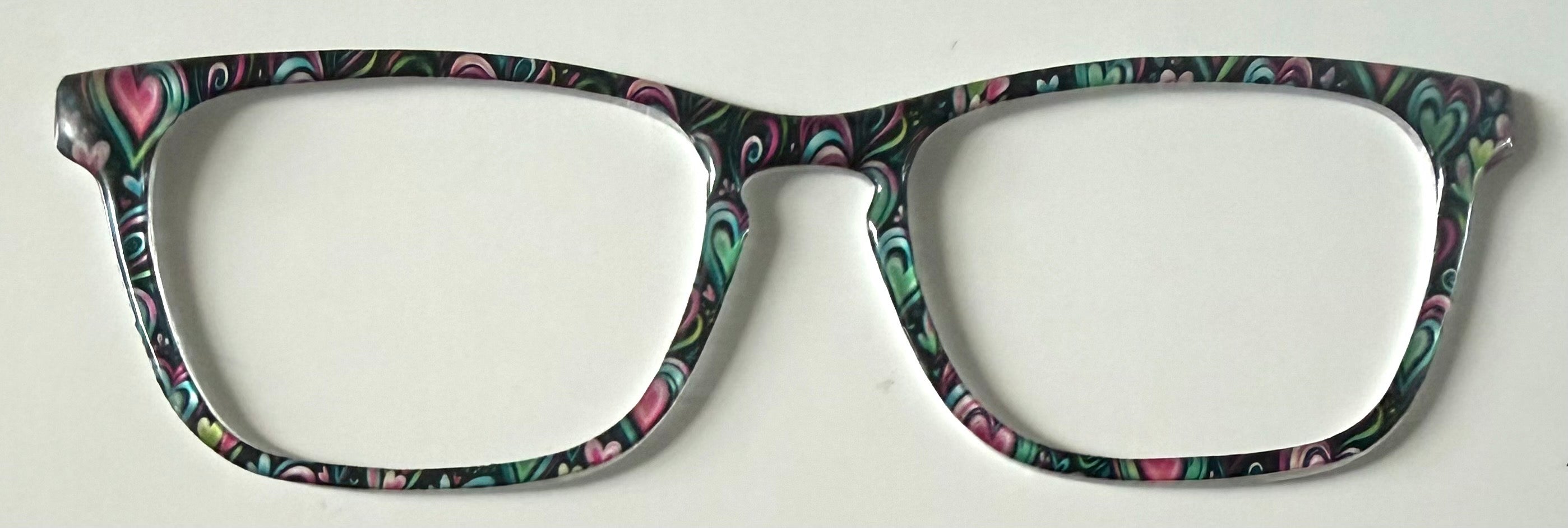 NEW Larkin Topper; Framefetti;  green and pink heart shine on black