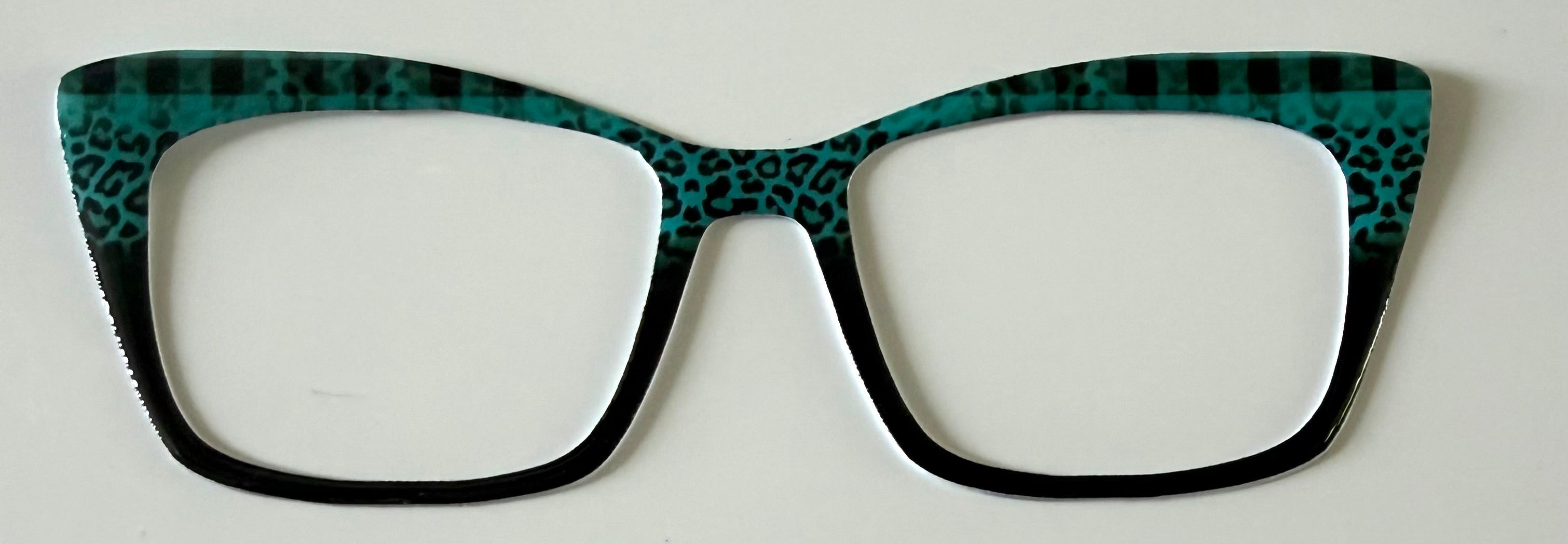Kirby Topper; hybrid; teal checkered and animal print/black split