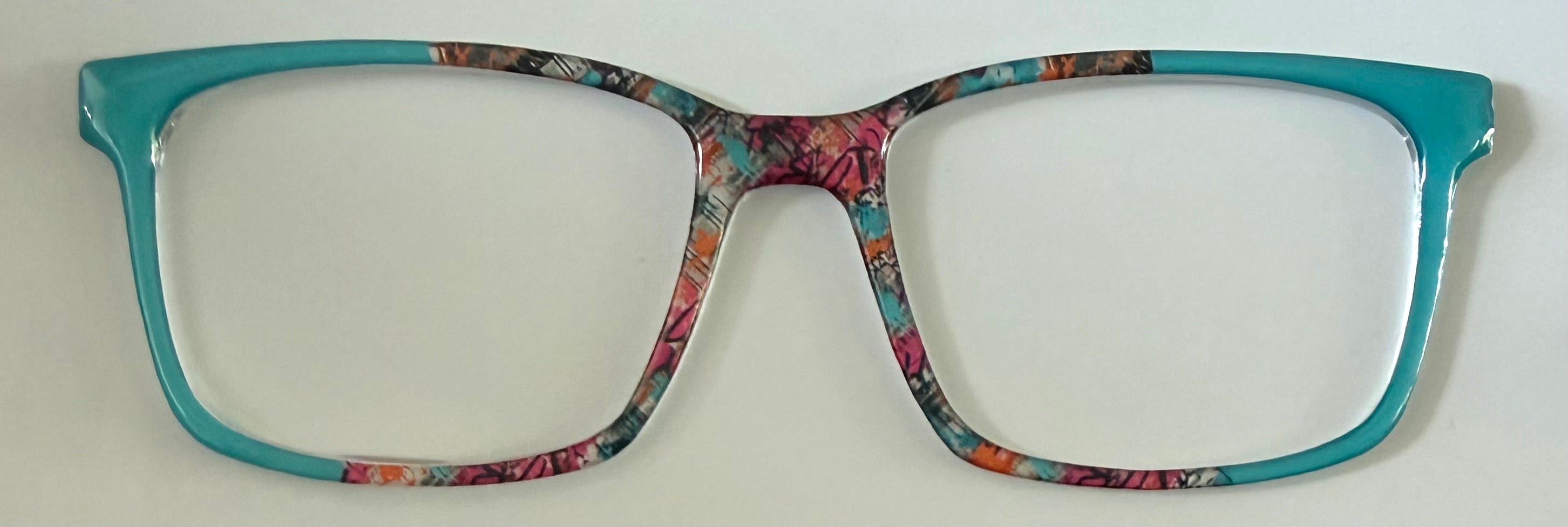 NEW Kirby Topper; Framefetti; multicolored design/aqua vertical split