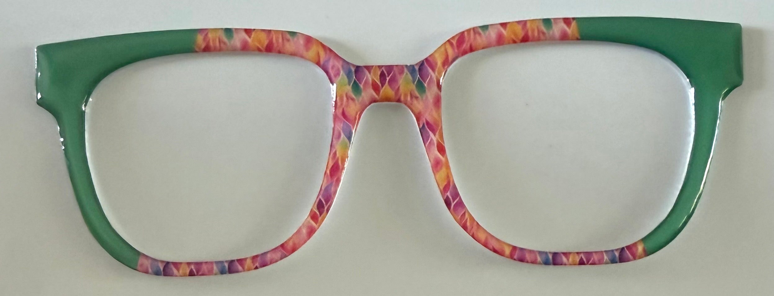 NEW Murphy Topper; Framefetti; orange and pink leaf pattern/green diagonal split