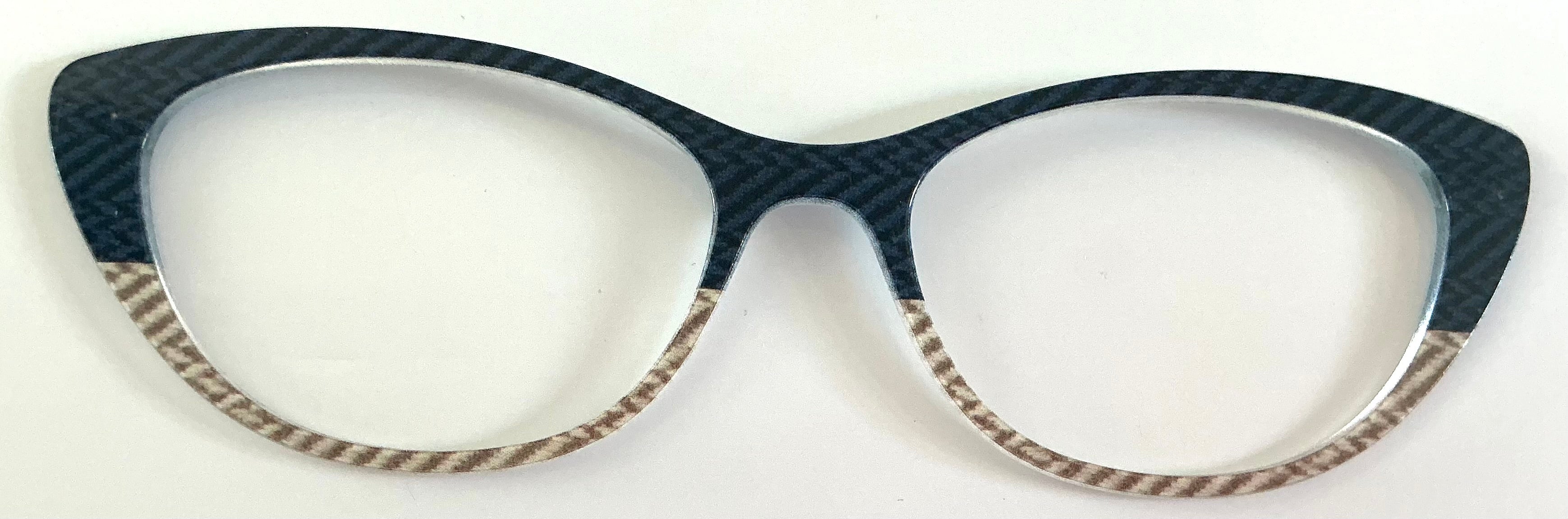 Ella Topper; blue to brown lined pattern split