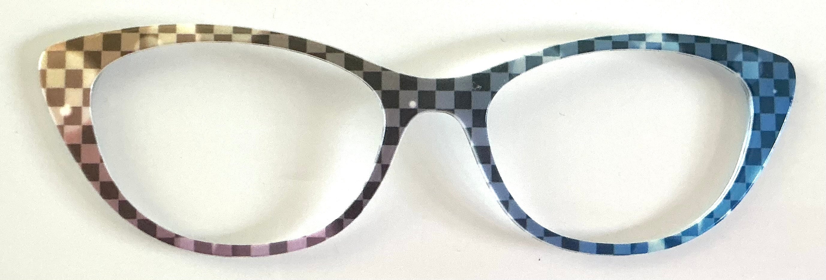 Ella Topper; gold to blue checkered gradient