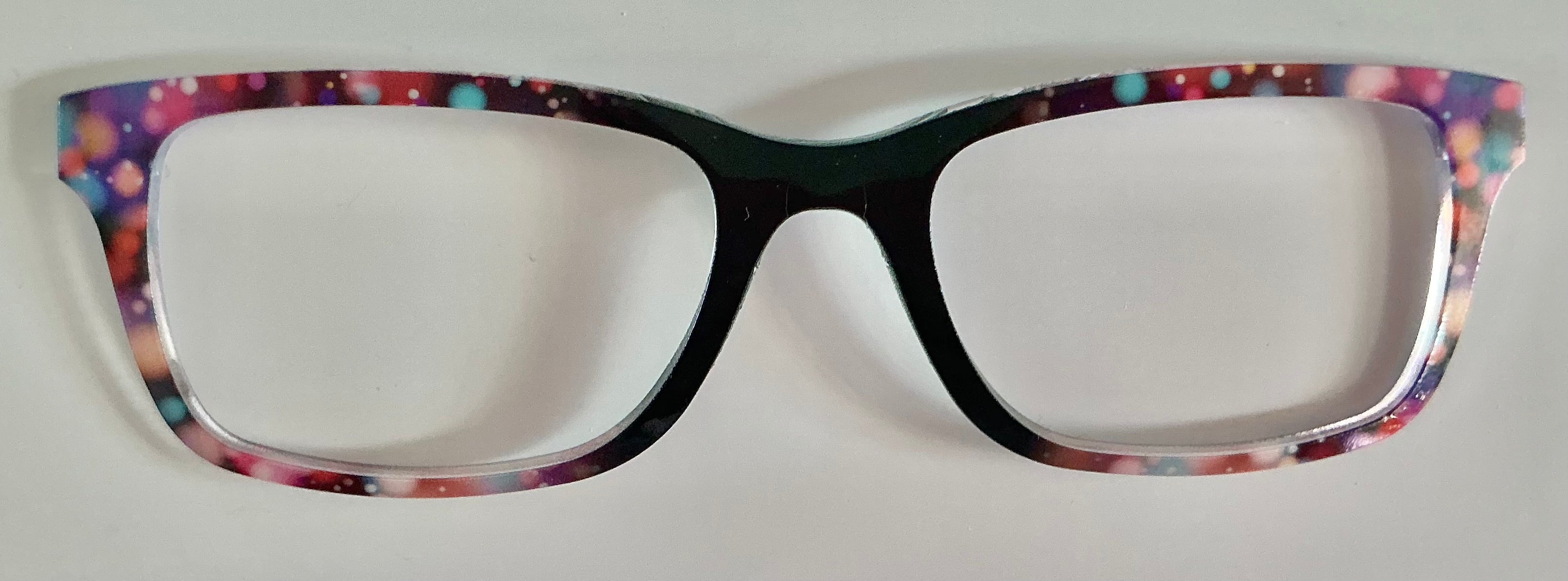 PAIR Otero Topper; rainbow bokeh dots/black vertical fade